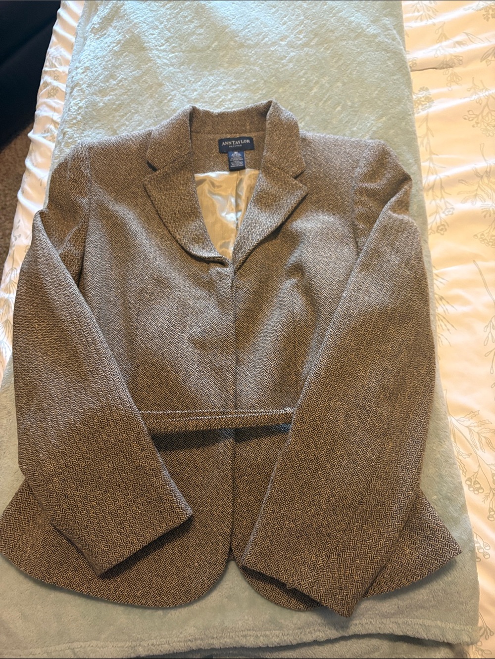 Ann Taylor Brown Herringbone Tweed Blazer